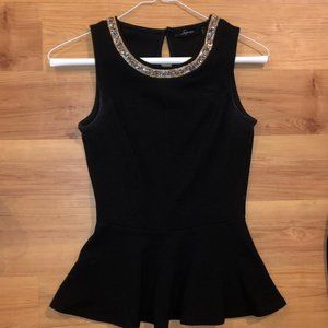 Soprano Black Formal Sleeveless Peplum Top